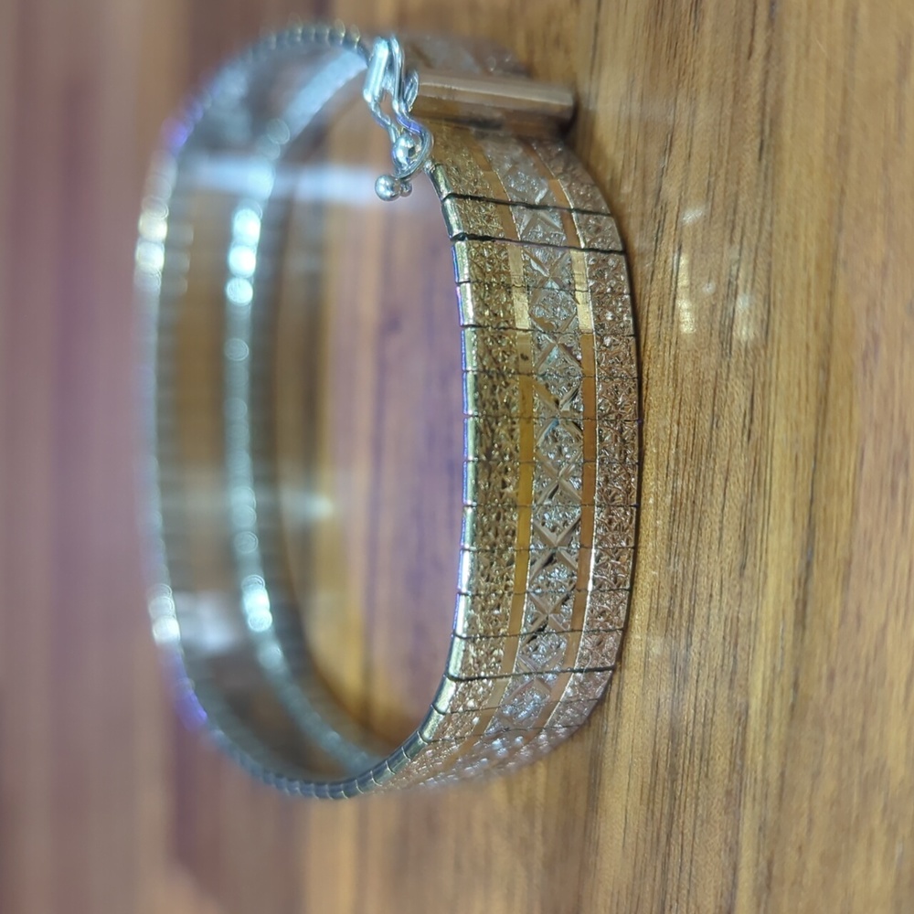Minor 925 made in Italy flexible diamond cut tri tone silver bracelet ro…